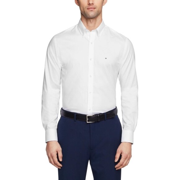 Tommy Hilfiger Slim Stretch Pinpoint Oxford Dress Shirt Size 16.5x36/37 White - Picture 1 of 1